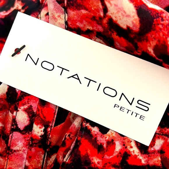 Notations red floral long sleeve bottom down blouse Size PS New with Tag - Picture 7 of 9